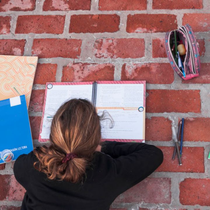 a girl studying