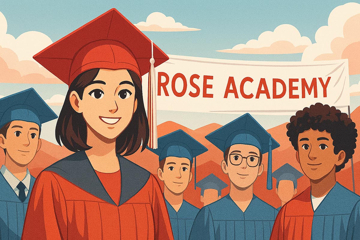 Students graduating from Rose Academies