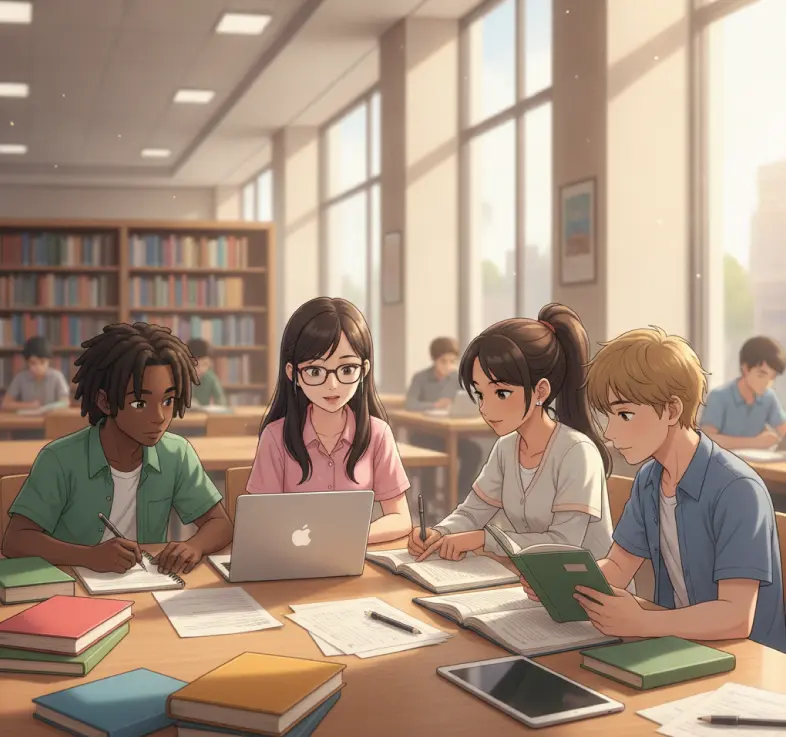 Rose Academies | Anime Student Working Computer Lab
