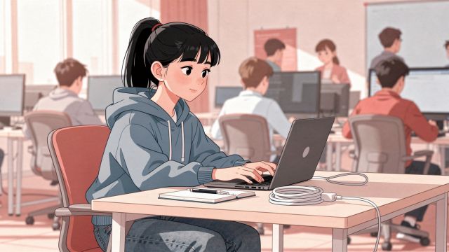 Rose Academies | Anime Student Working Computer Lab