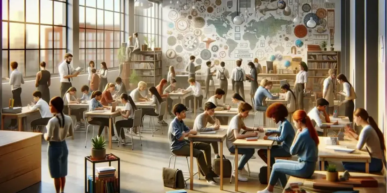 an AI image created for the blog post showing students studying