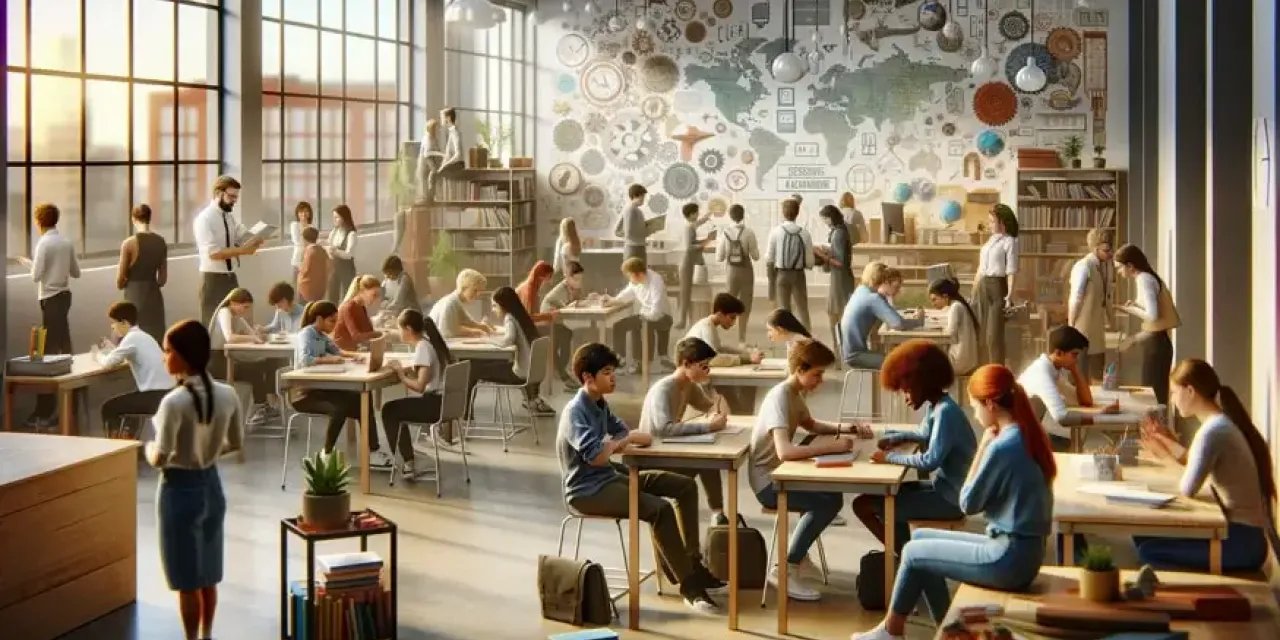an AI image created for the blog post showing students studying