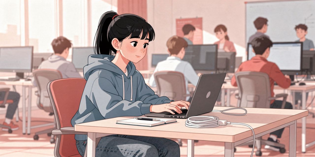 Rose Academies | Anime Student Working Computer Lab