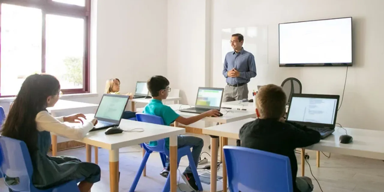 Students studying in an alternative high school