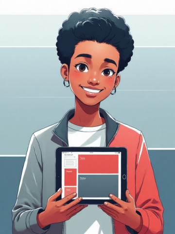 Student holding tablet