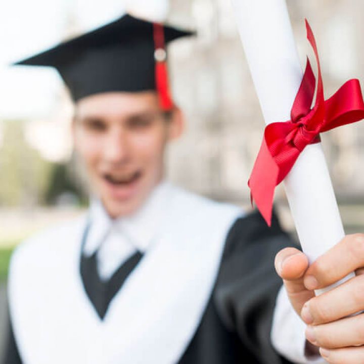 a student happy at his graduation ceremony