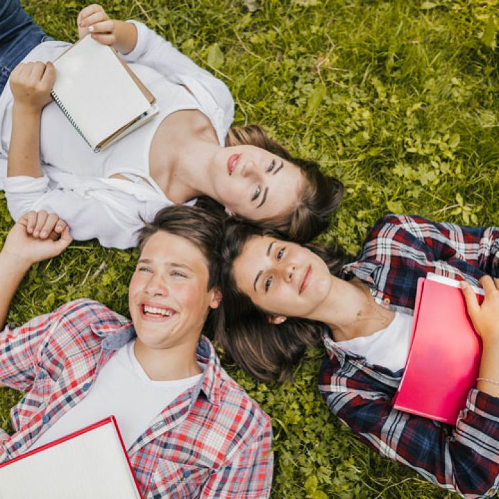 friends laying down together