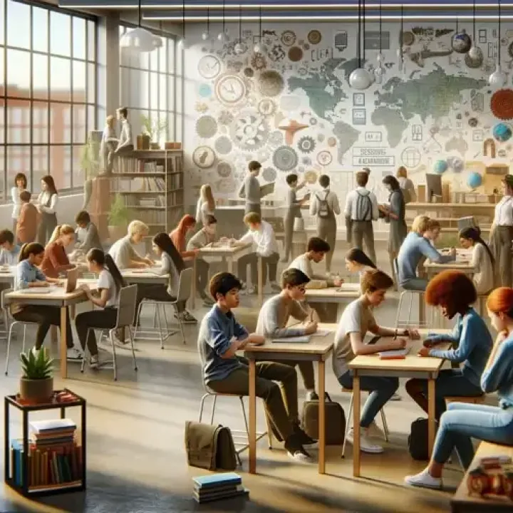 an AI image created for the blog post showing students studying