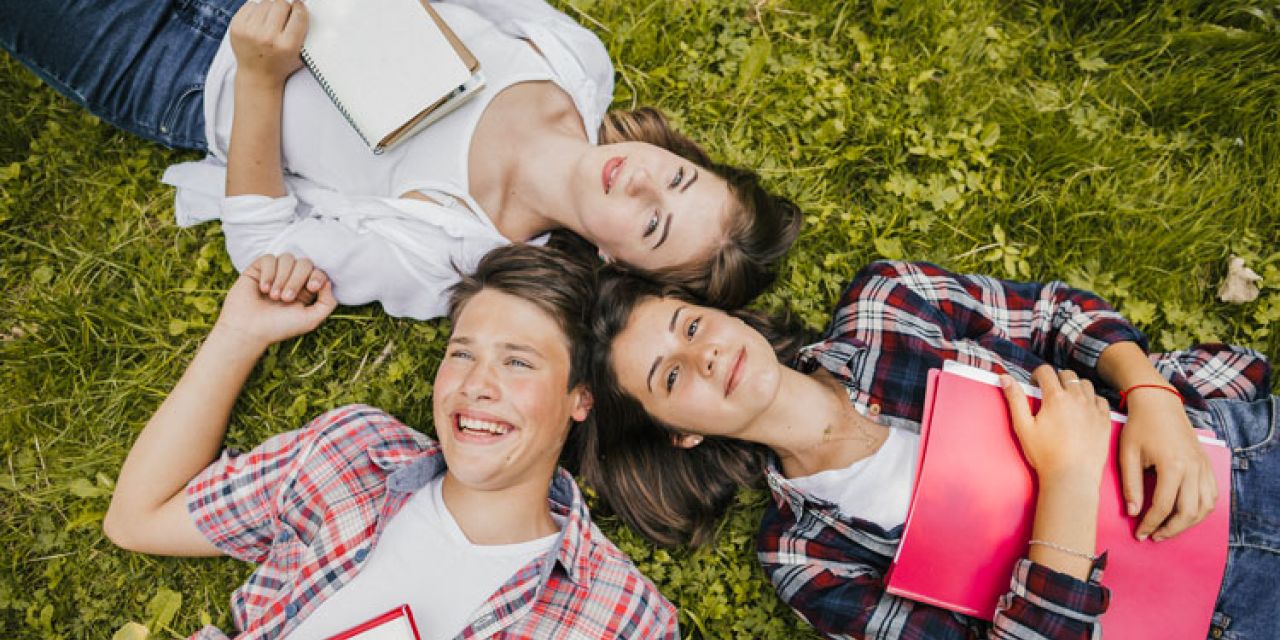 friends laying down together