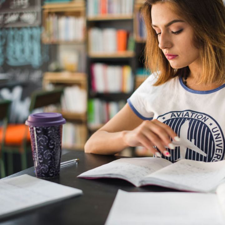 a girl doing her studies