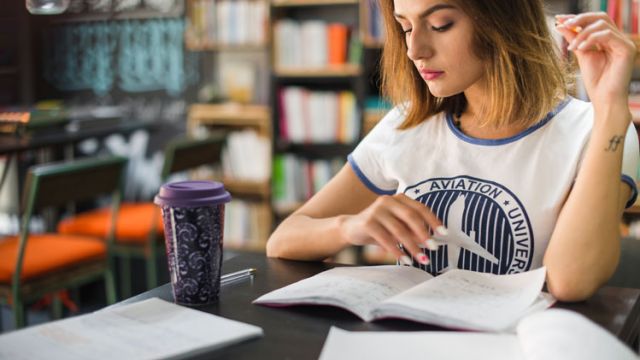a girl doing her studies