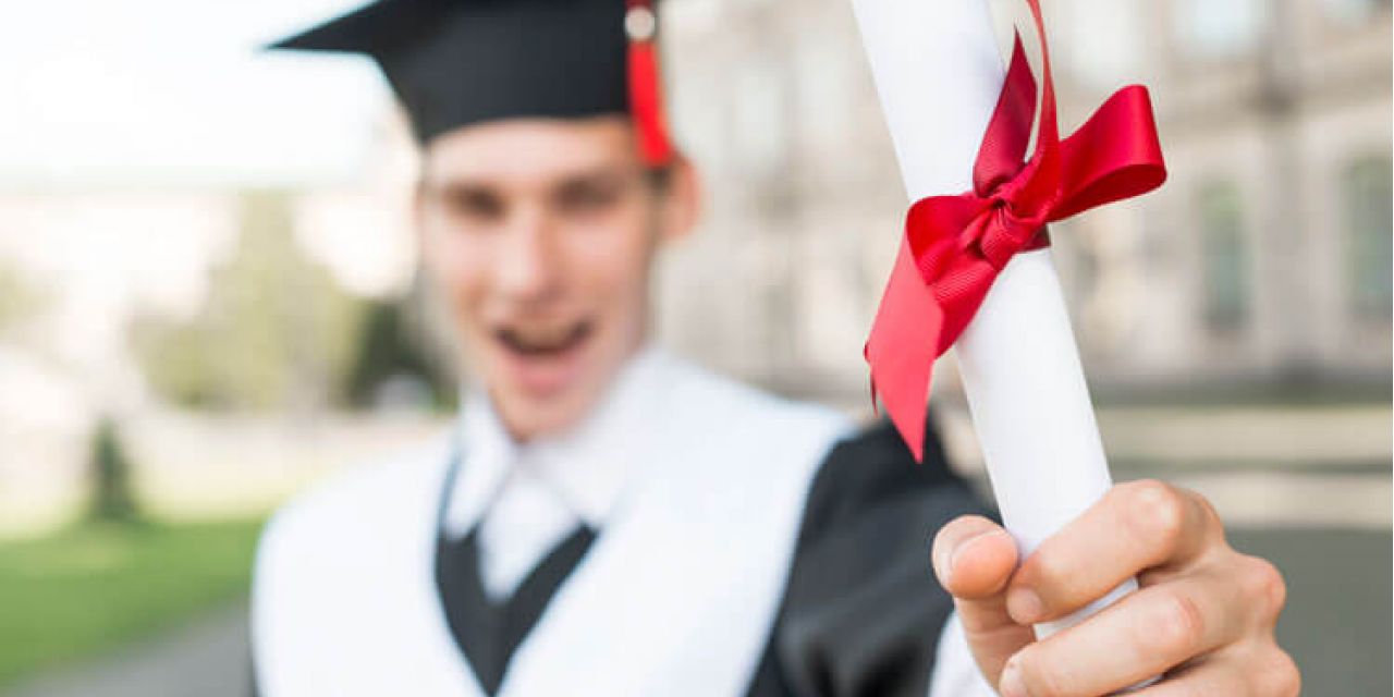 a student happy at his graduation ceremony
