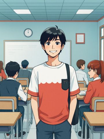 student standing in classroom