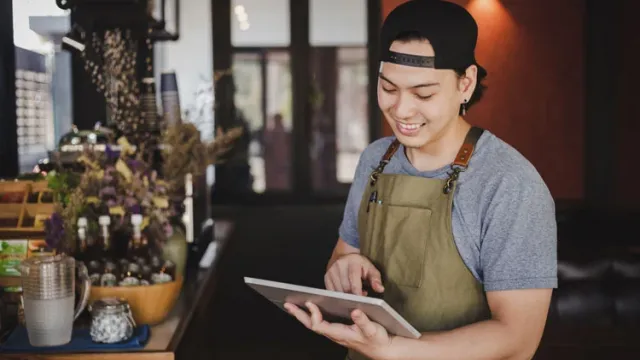 school student doing summer job